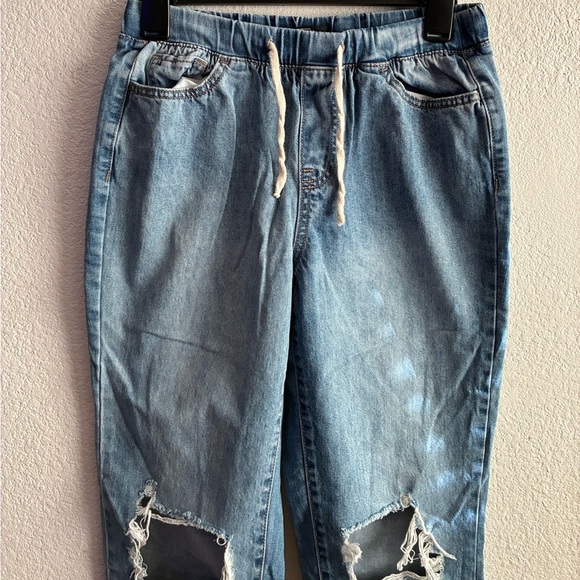 Rewash Blue Boyfriend Drawstring Elastic Waist RippedJeans S - Picture 4 of 12